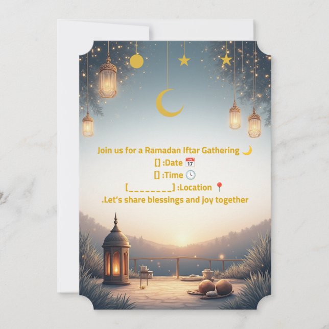 Elegant Ramadan Iftar Invitation 🌙 Gold & Navy Is (Front)