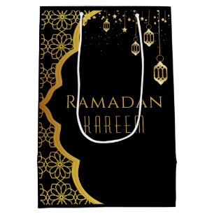 Elegant Ramadan Kareem Black Gold Medium Gift Bag