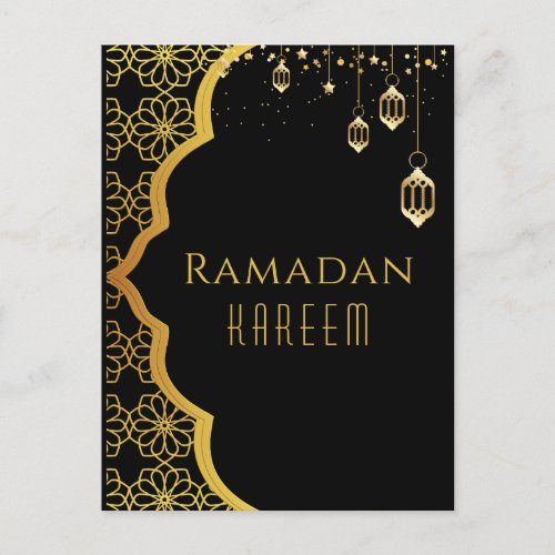 Elegant Ramadan Kareem Black Gold Postcard
