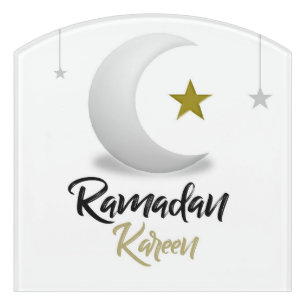 Elegant Ramadan Kareem Crescent Design Islamic Art Door Sign