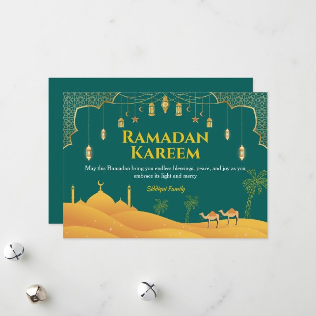 Elegant Ramadan Mubarak Greeting Card  (Front/Back In Situ)