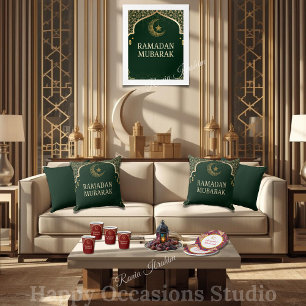 Elegant Ramadan Mubarak Throw Pillow