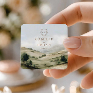 Elegant Ranch Wedding Favor Sticker