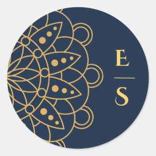 Elegant Rangoli Indian Wedding Classic Round Sticker