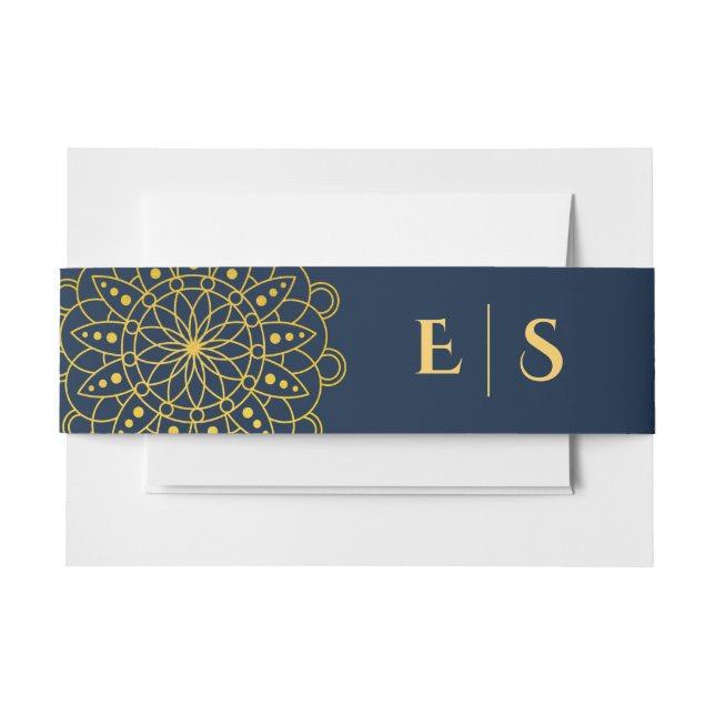 Elegant Rangoli Indian Wedding  Invitation Belly Band (Front Example)