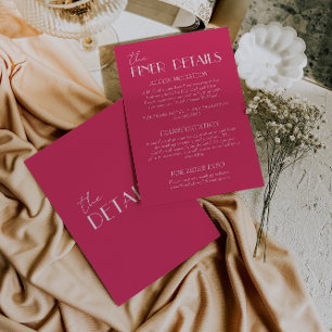 Elegant Raspberry Pink Stylish Wedding Details Enclosure Card