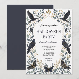 Elegant Raven Halloween Party  Invitation