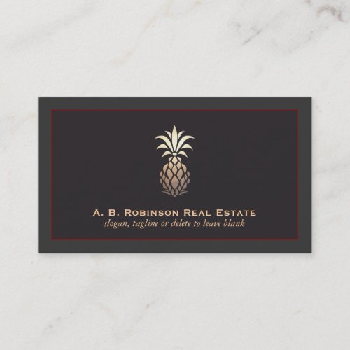 Elegant Real Estate Agency Pineapple Logo Business Card