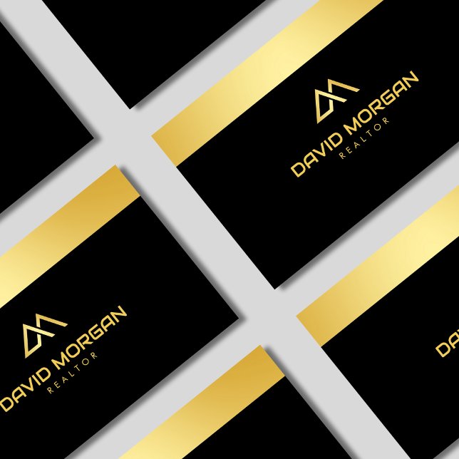  Elegant Real Estate Agent Black Gold house logo  Business Card (Creator Uploaded)