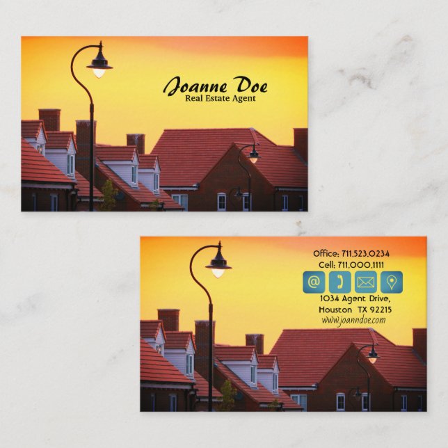 Elegant Real Estate Agent Houses Business Card (Front/Back)