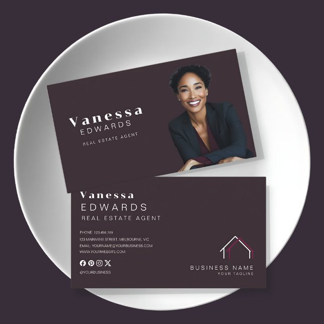 Elegant Real Estate Agent Photo  Business Card (Creator Uploaded)
