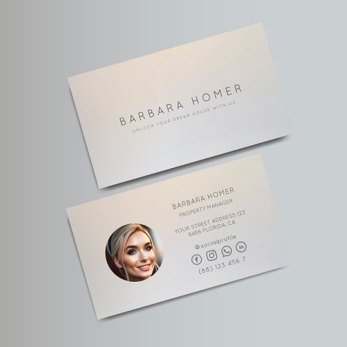 Elegant Real Estate Agent Professional Silver Business Card