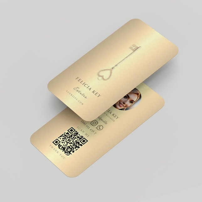 Elegant Real Estate Agent QR Gold Business Card (Elegant Real Estate Agent QR Gold Business Card
)