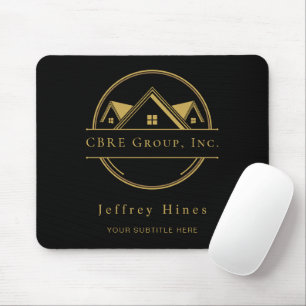 Elegant Real Estate Black and gold custom logo Mouse Pad