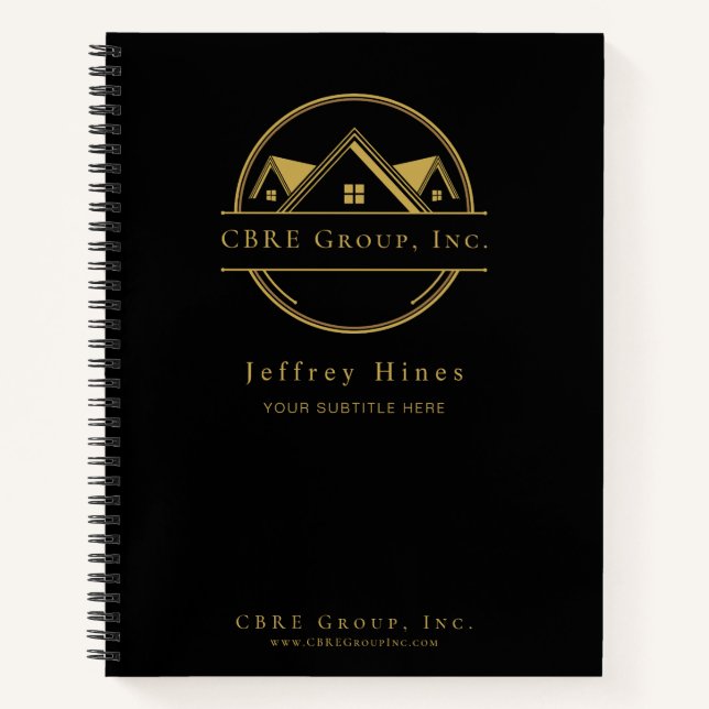 Elegant Real Estate Black and gold custom logo  Notebook (Front)