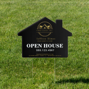 Elegant Real Estate Black and gold custom logo Sign
