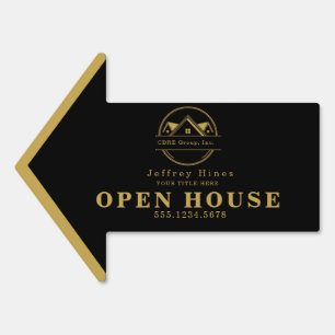 Elegant Real Estate Black and gold custom logo  Sign