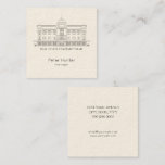 Elegant Real Estate Building Sketch Square  Business Card