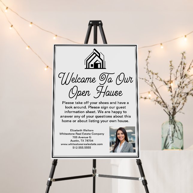 Elegant Real Estate Company Open House Welcome Foam Board (In Situ (Stand))