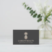 Elegant Real Estate Pineapple Logo Business Card (Standing Front)