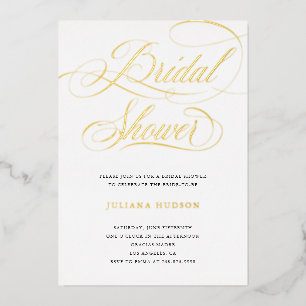 Elegant Real Foil Calligraphy Bridal Shower Invite