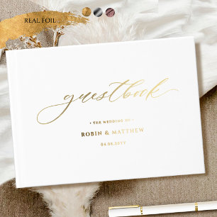 Elegant Real Foil Calligraphy Wedding Foil Guest Book