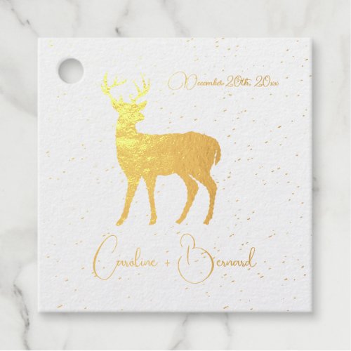 Elegant Real Foil Deer with Confetti Wedding Foil Favor Tags