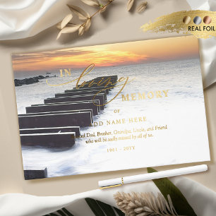 Elegant Real Foil In Loving Memory Sunset Funeral Guest Book