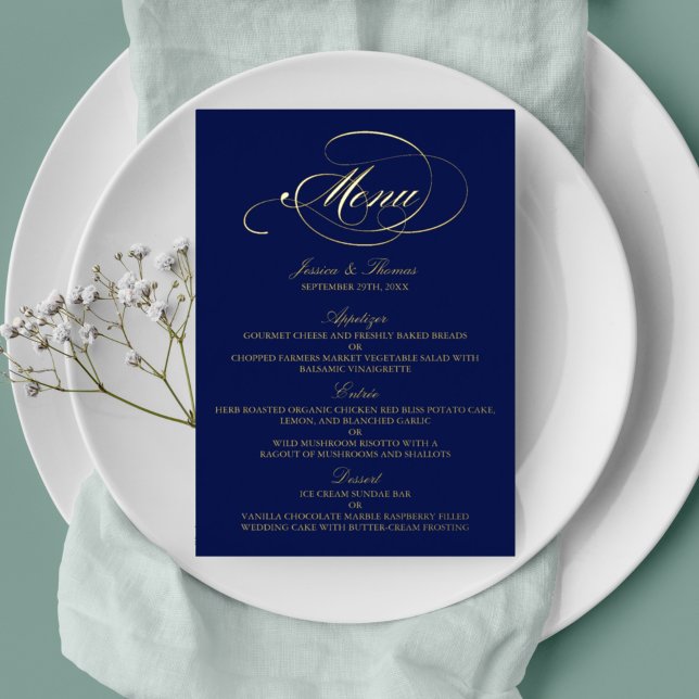 Elegant Real Foil Pressed Wedding Menu Cards (Creator Uploaded)