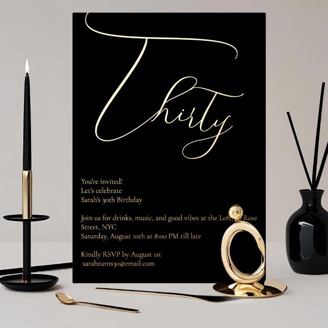 Elegant Real Foil Thirty 30th Birthday Invitation Foil Invitation (Creator Uploaded)