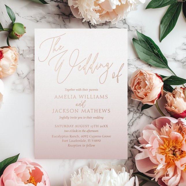 Elegant Real Gold Blush Pink Wedding Foil Invitation (Creator Uploaded)