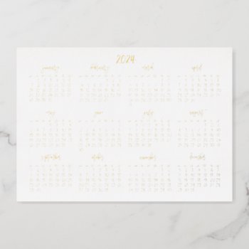 Elegant Real Gold Foil Calendar 2024 Card by online_store at Zazzle