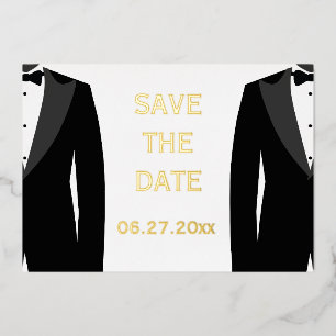 Elegant Real Gold Foil Gay Wedding Save The Date Invitation