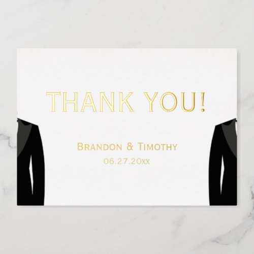 Elegant Real Gold Foil Gay Wedding Thank You Foil Invitation