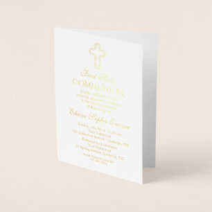 Elegant Real Gold Foil Girl First Holy Communion Foil Card