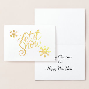 elegant real gold foil Let it Snow Christmas Foil Card