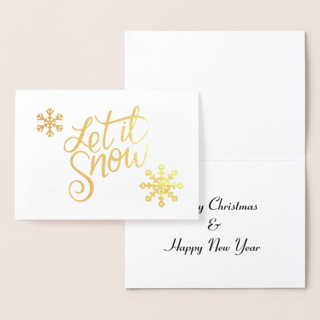 elegant real gold foil Let it Snow Christmas Foil Card (Display)
