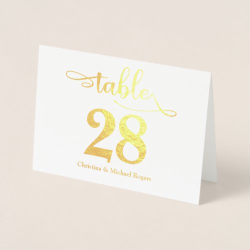 Elegant Real Gold Foil Wedding Table Numbers