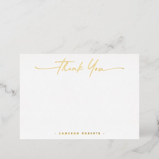 Elegant real gold or silver foil thank you card | Zazzle