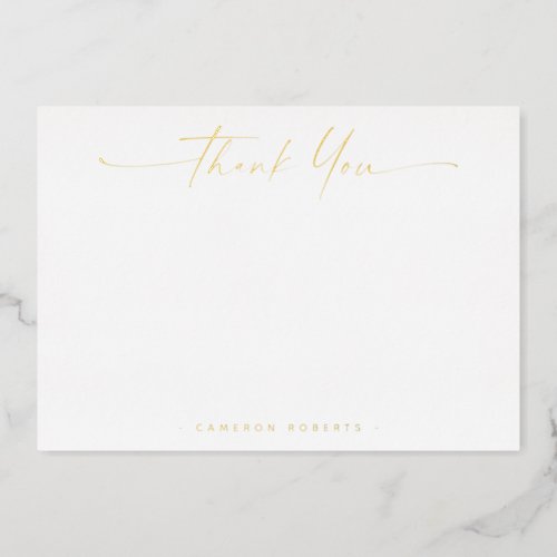 Elegant real gold or silver foil thank you card