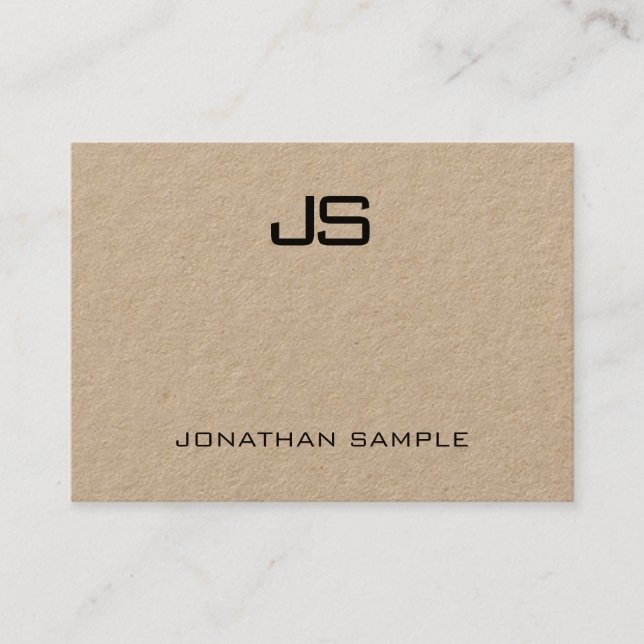 Elegant Real Kraft Paper Modern Monogram Template Business Card (Front)