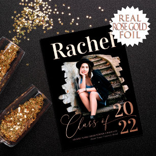 Elegant Real Rose Gold Class of Graduation Foil Invitation