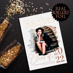 Elegant Real Rose Gold Class of Graduation Foil Invitation