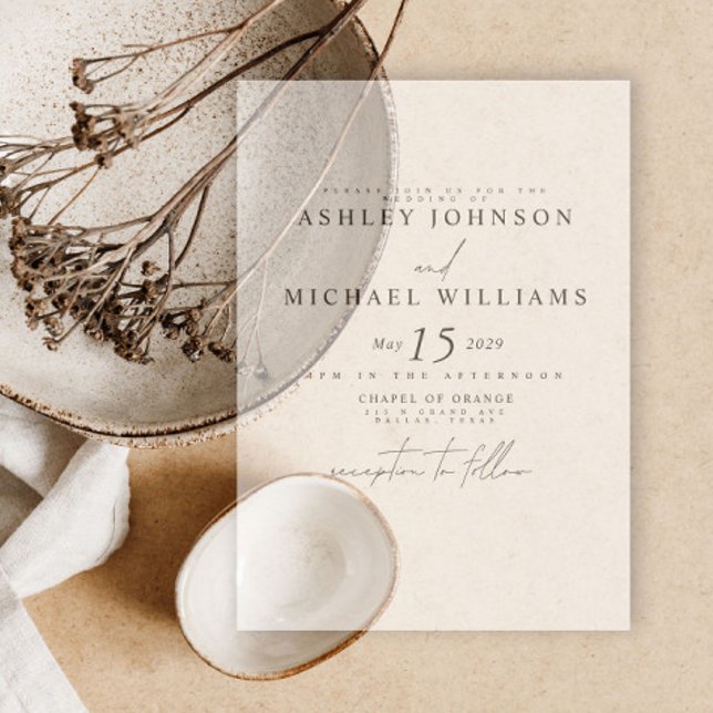 Elegant Real Vellum Overlay Modern Script Wedding Vellum Invitations (Creator Uploaded)