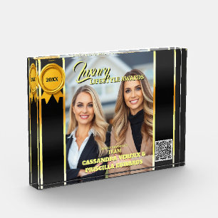 Elegant realtor award black gold photo logo chic