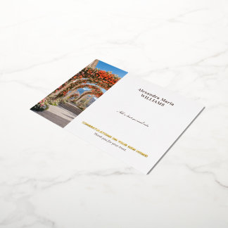 Elegant Realtor Closing Gift Welcome Home Photo Foil Holiday Postcard