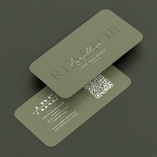 Elegant Realtor Real Estate Broker Sage Modern Business Card (Elegant Realtor Real Estate Broker Sage Modern Business Card
)