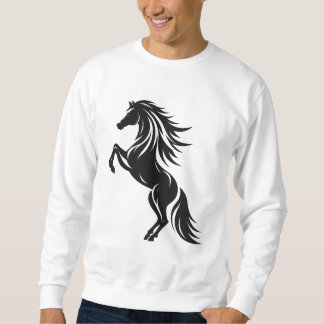Elegant Rearing Horse Silhouette Design Sweatshirt