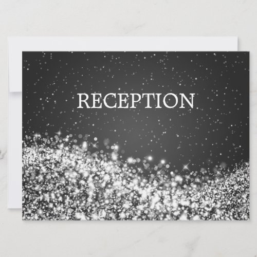 Elegant Reception Sparkling Wave Black Custom Announcement