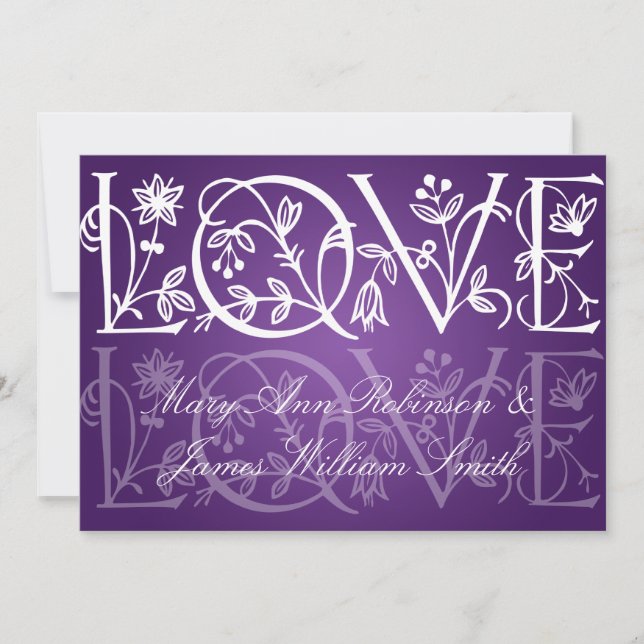 Elegant  Reception Star Love Flourish Purple Invitation (Front)